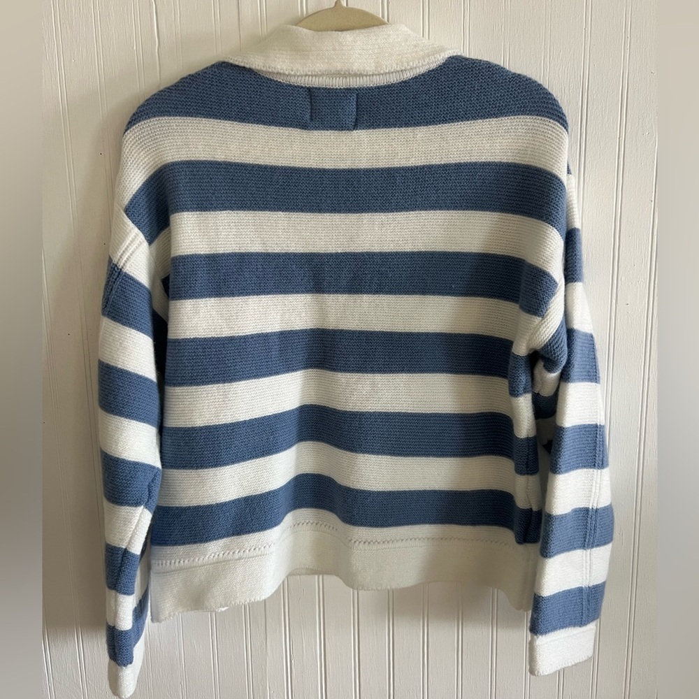 Easy Clothes Blue And Ecru Conor Stripe Sweater - Picture 2 of 5